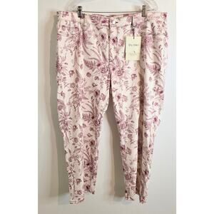 DL1961 Mara Ankle High-Rise Straight Red Cream Floral Jeans Womens 24W NWT